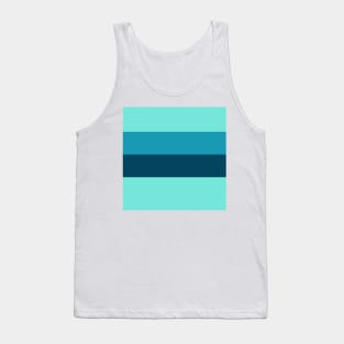 A solitary pattern of Water, Tiffany Blue, Blue-Green and Marine Blue stripes. Tank Top